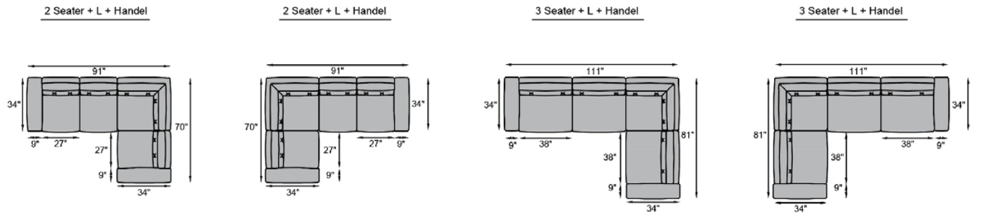 2 seater, 2.5 seater, 3 seater, 3.5 seater