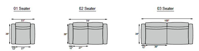1 seater, 2 seater, 3 seater