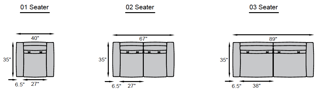 1 seater, 2 seater, 3 seater