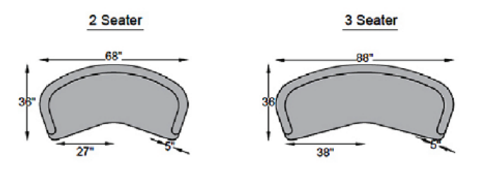 2 seater (curve), 3 seater (curve)